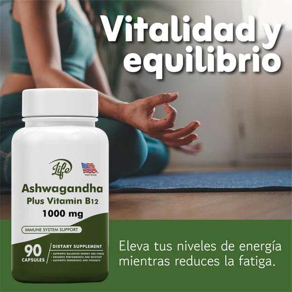 ASHAWAGANDA (GINSENG INDIO) + B12 X 90 CAPSULAS