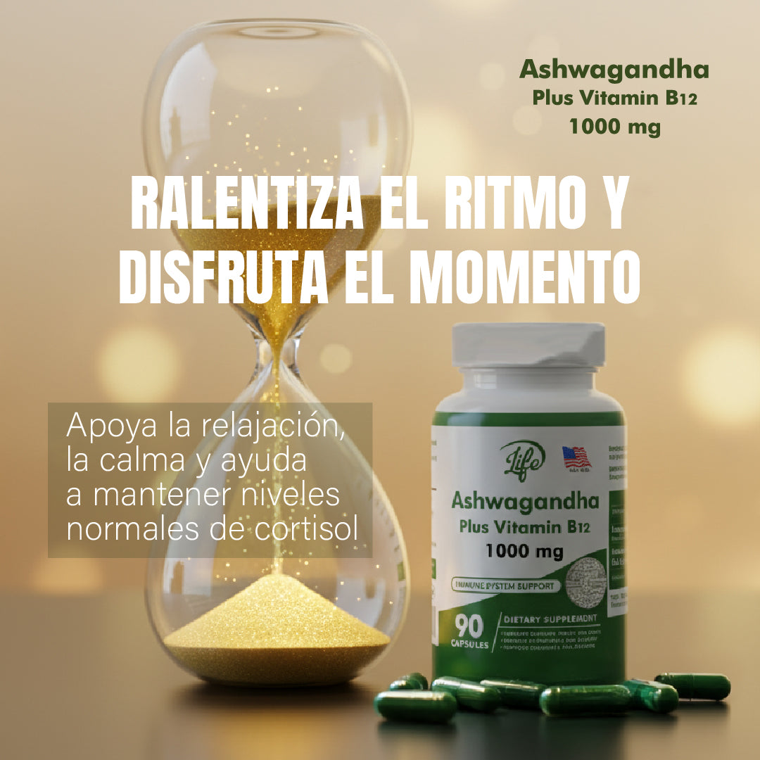 ASHAWAGANDA (GINSENG INDIO) + B12 X 90 CAPSULAS