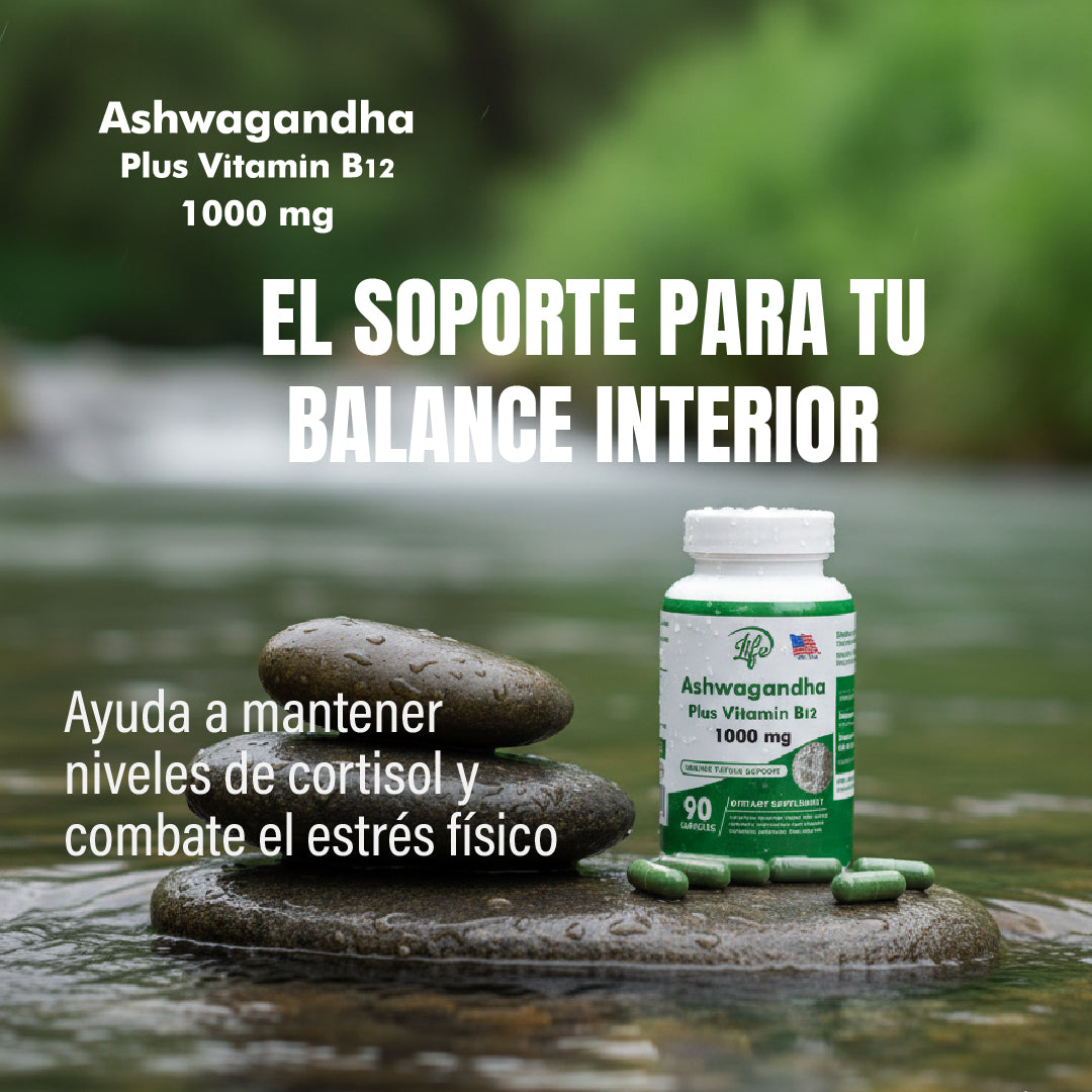 ASHAWAGANDA (GINSENG INDIO) + B12 X 90 CAPSULAS