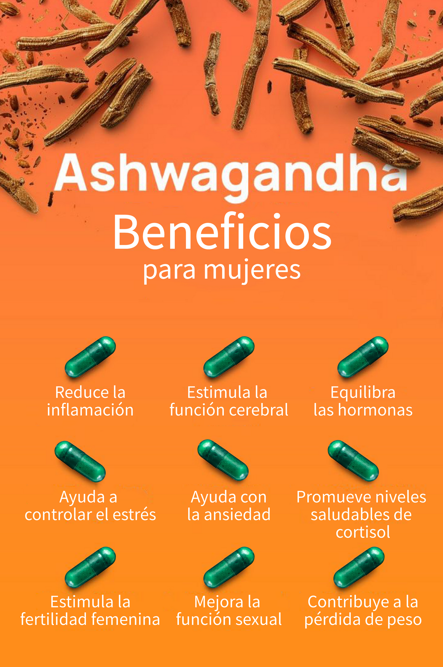 ASHAWAGANDA (GINSENG INDIO) + B12 X 90 CAPSULAS