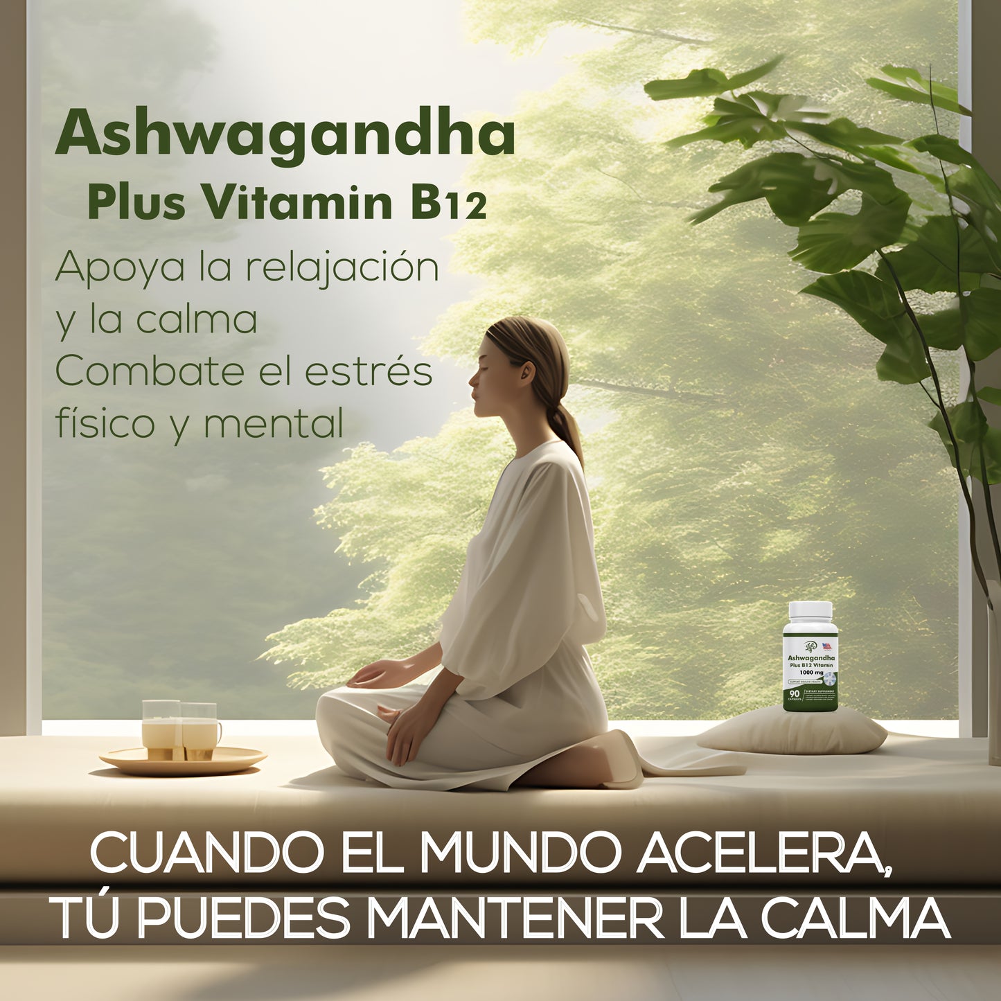 ASHAWAGANDA (GINSENG INDIO) + B12 X 90 CAPSULAS