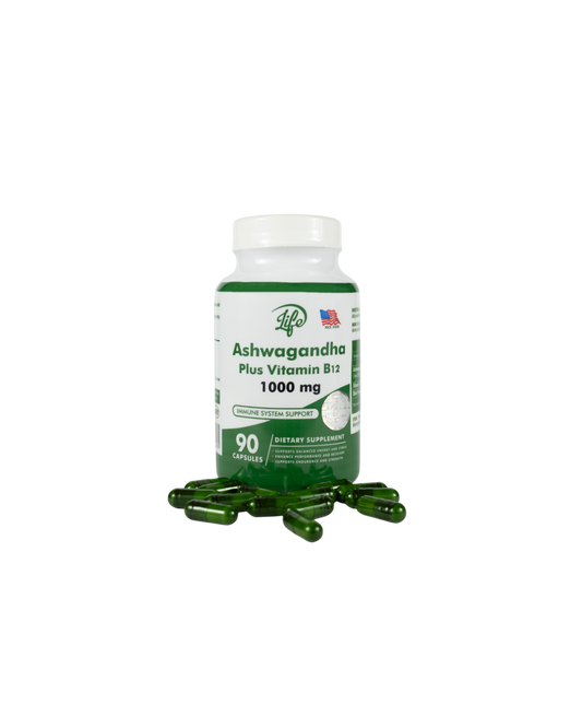 ASHAWAGANDA (GINSENG INDIO) + B12 X 90 CAPSULAS